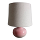 Lampe de chevet céramique rose moucheté signé, abat jour lin