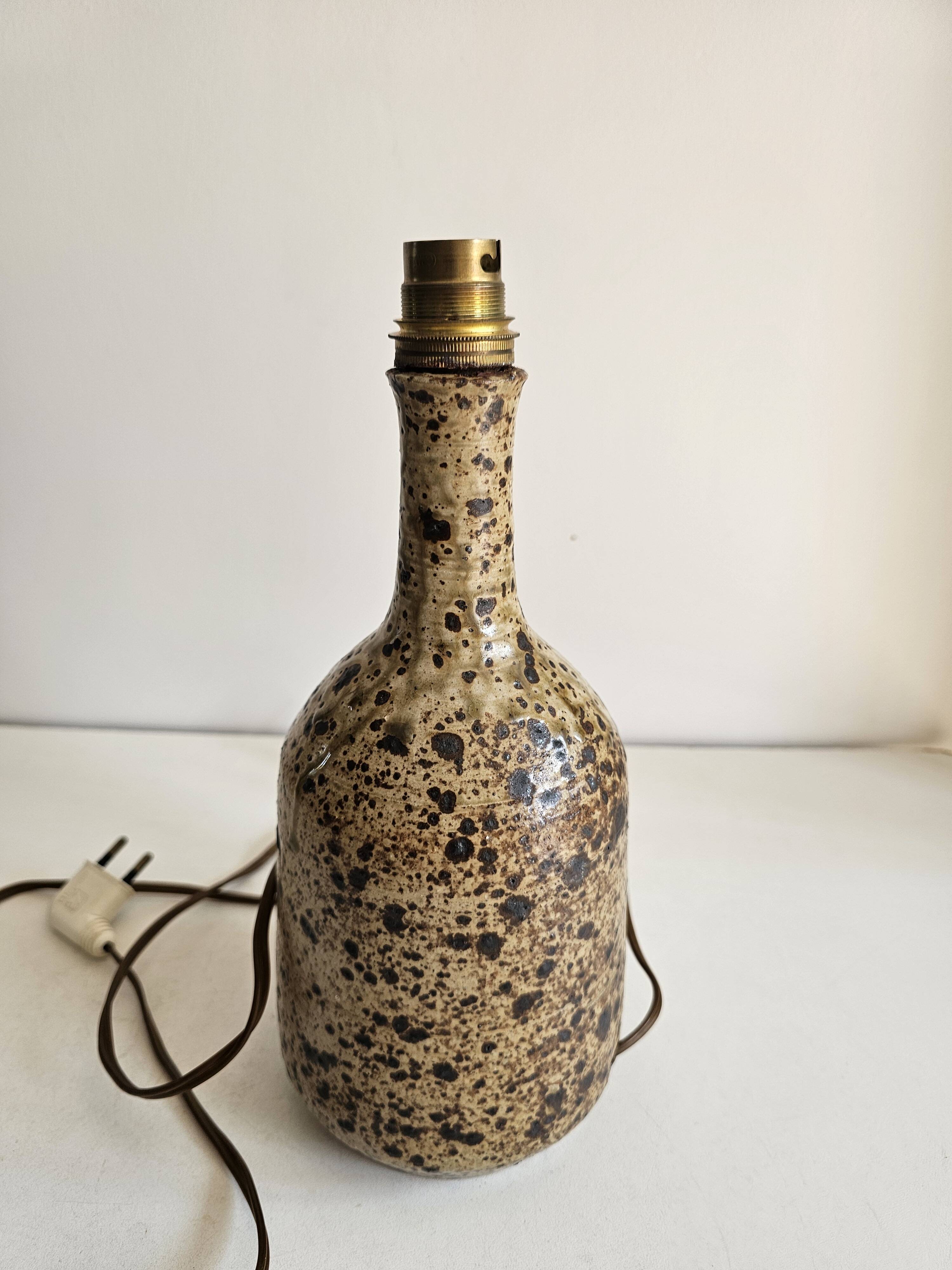 Ceramic lamp base in pyrite stone signed Alain Prudhomme