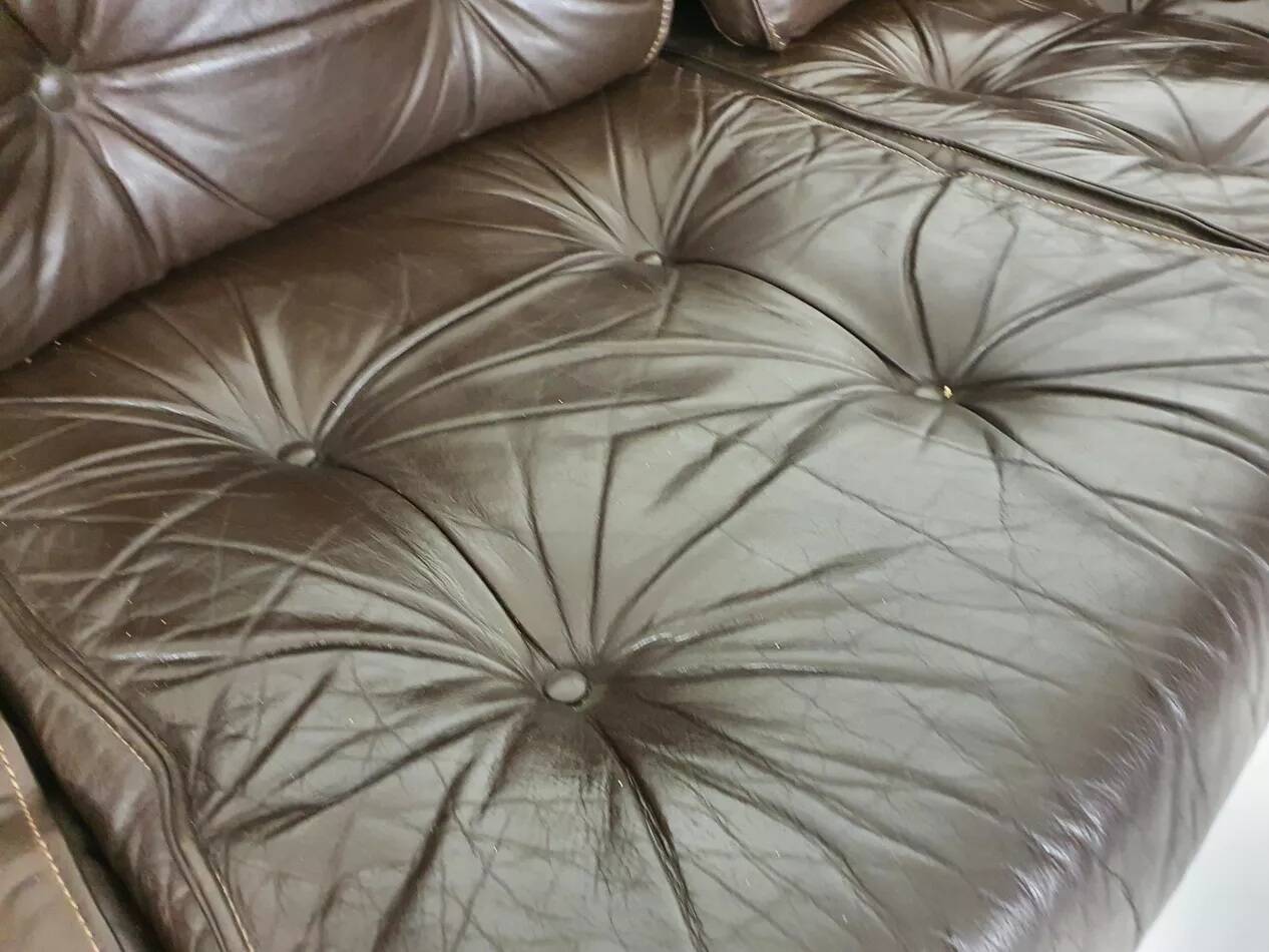 Rosewood and brown leather sofa by Sven Ellekaer & Norell for Coja Sweden