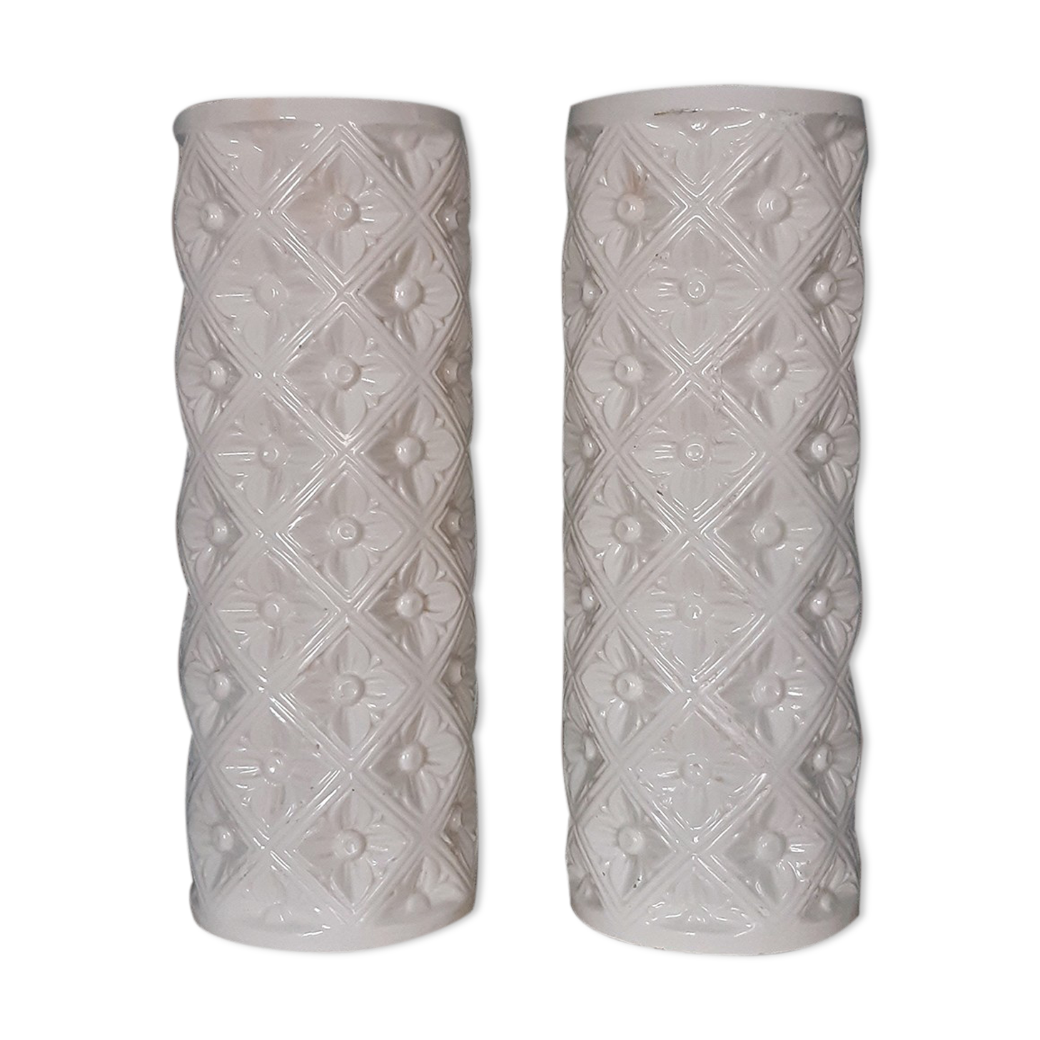 Pair of white Manises pottery vases, 1950s