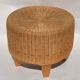 Vintage dutch rattan round stool 1980