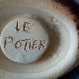 Old ceramic flower stick in the shape of an owl from the 60s signed the potter chin