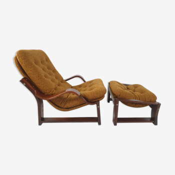 Fauteuil and repose-pied vintage, années 1970
