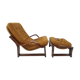 Vintage armchair, and footrest, 1970s