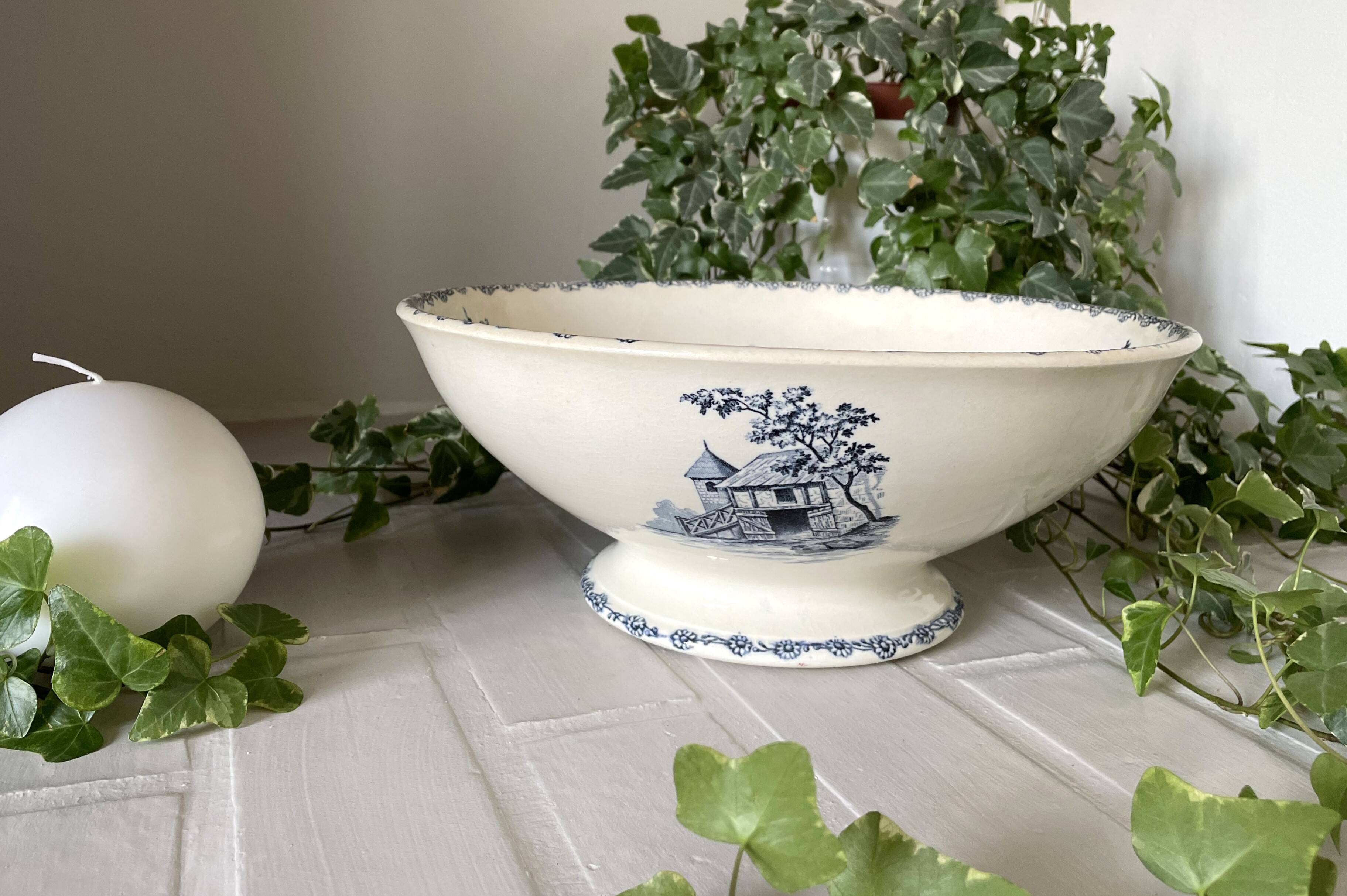 Antique earthenware salad bowl from Choisy-le-Roi