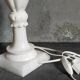 Lampe de table en albâtre, pied balustre, abat-jour en laine vierge