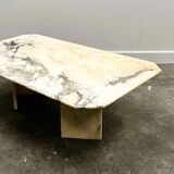 Vintage pink and gray marble coffee table, Italy. 1980s