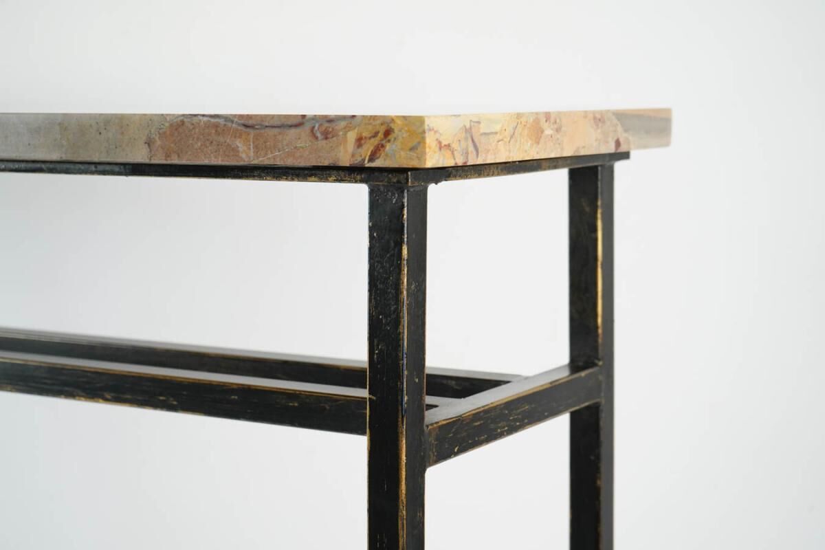 Console modern art painted steel and marble