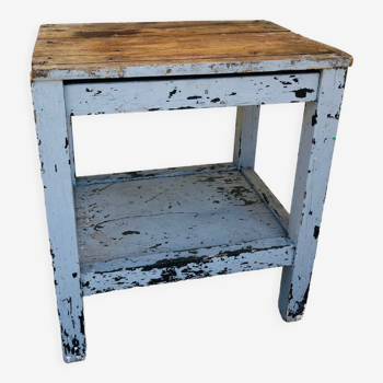 Patinated wood side table