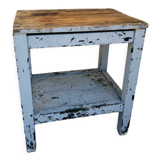 Patinated wood side table