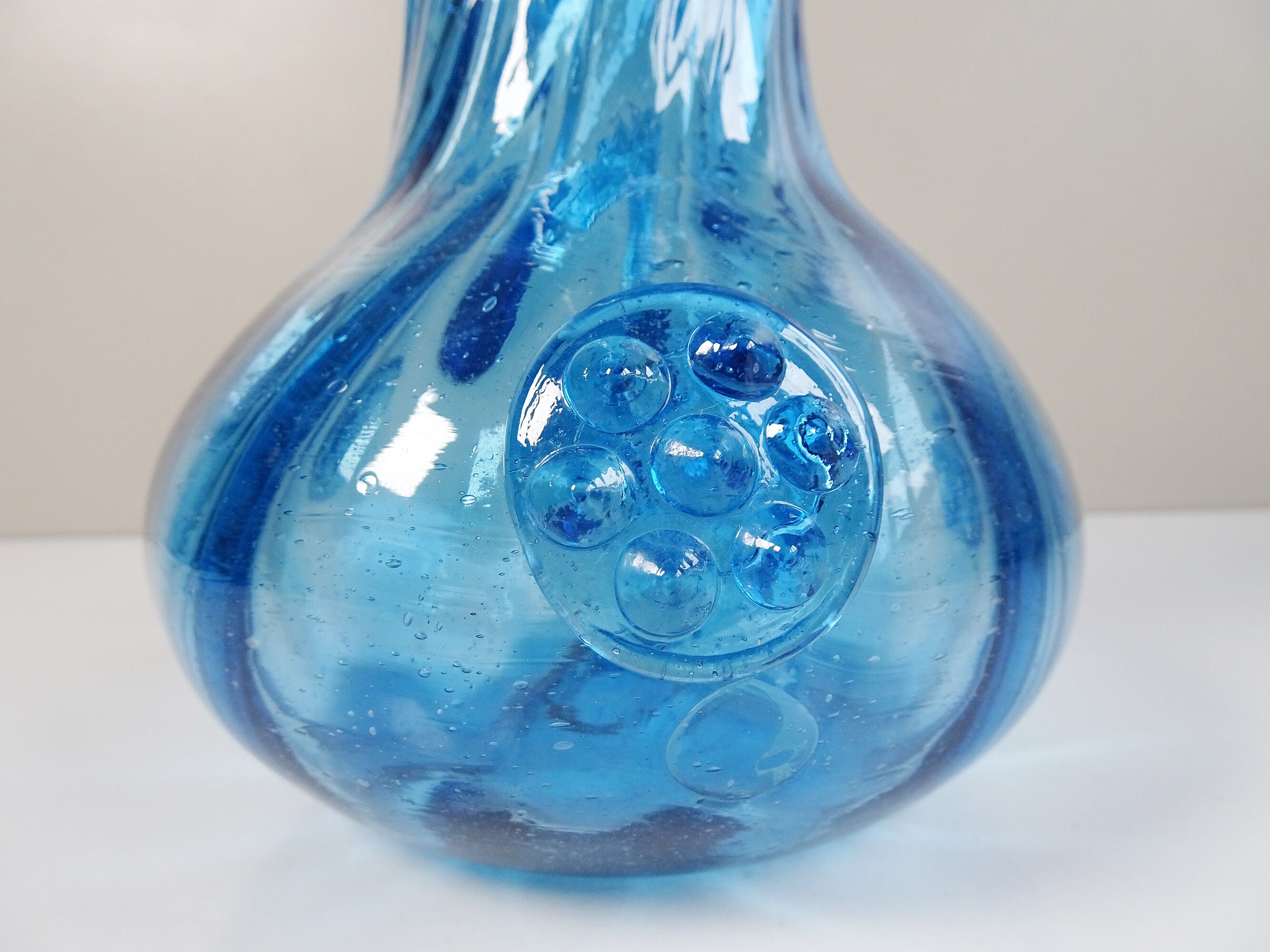 Blue glass art vase