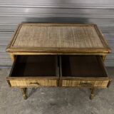 Side table in bamboo and wicker