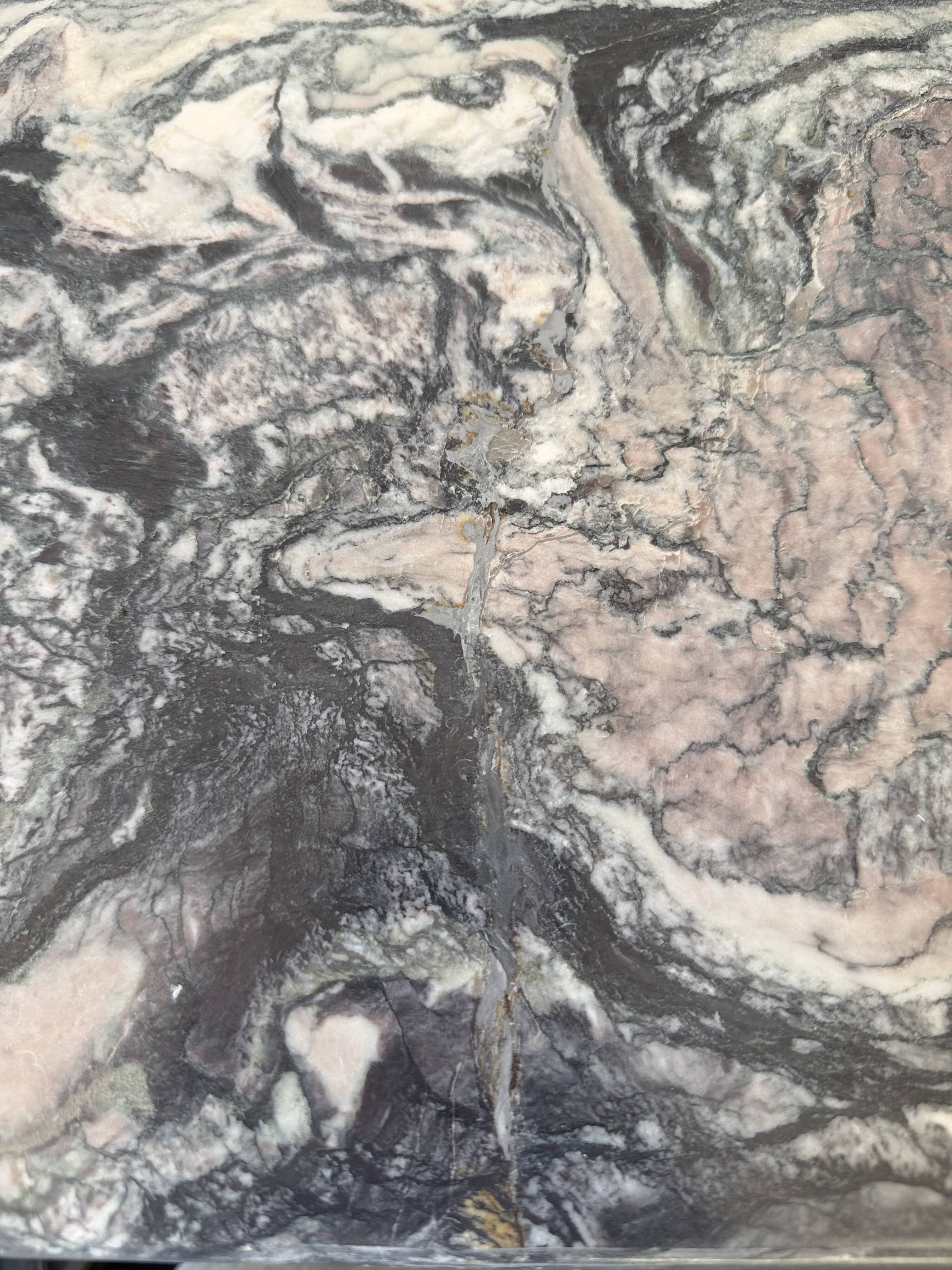 Sculptural coffee table in black and grey marble, postmodern design, years.