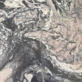 Sculptural coffee table in black and grey marble, postmodern design, years.