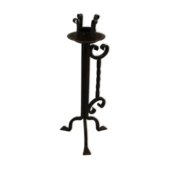 Brutalist wrought iron candle holder