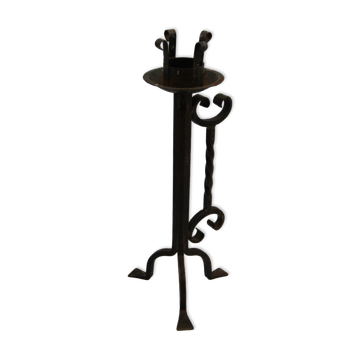 Brutalist wrought iron candle holder