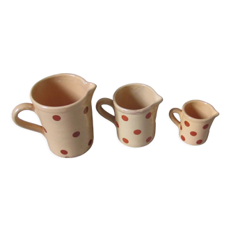 Set of 3 handmade pitchers terracotta