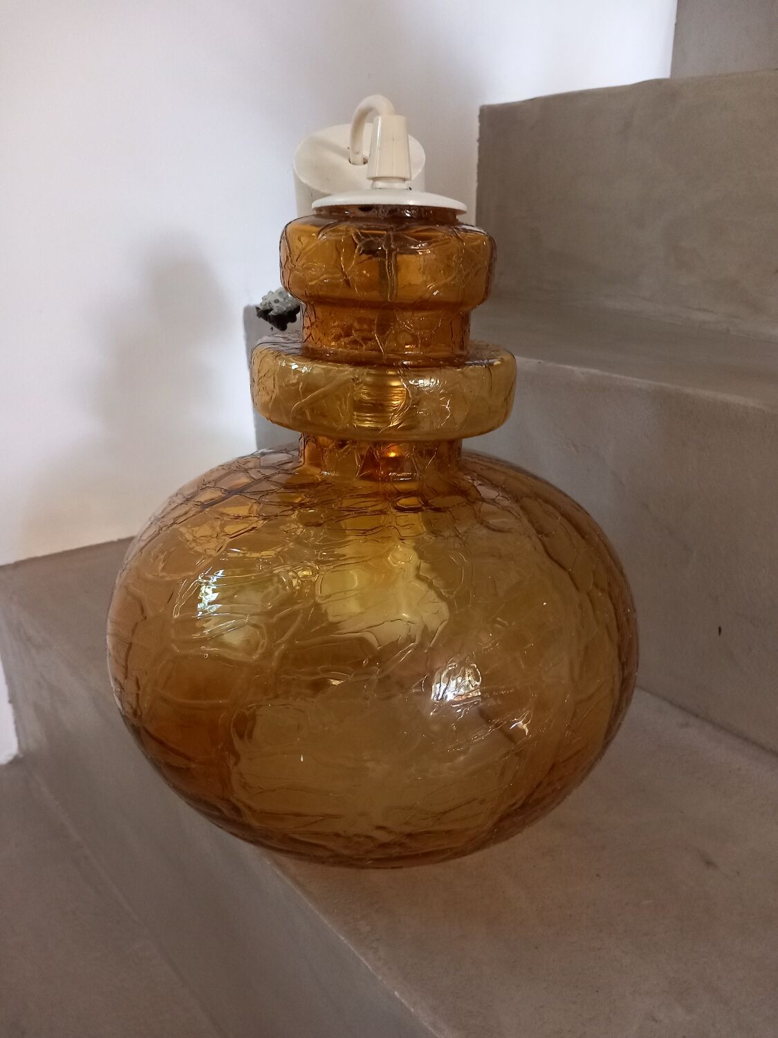 Vintage molded glass pendant light