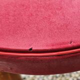 Baumann Low Stool Varnished Beech and Red Faux Leather