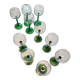 Set of 10 emerald glasses for Alsace wine.