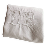 Old large linen sheet monogrammed CP