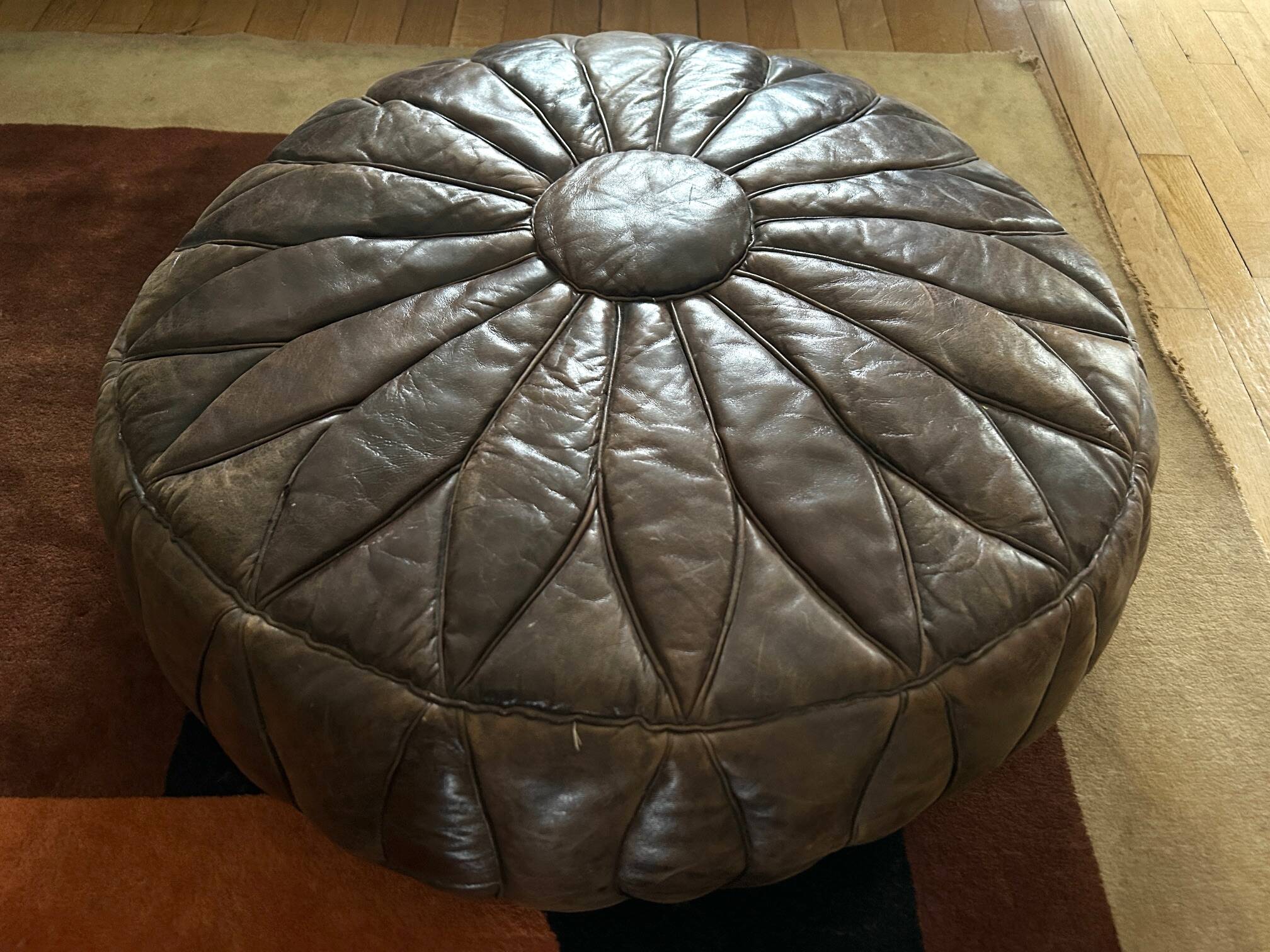 Leather pouf 1970