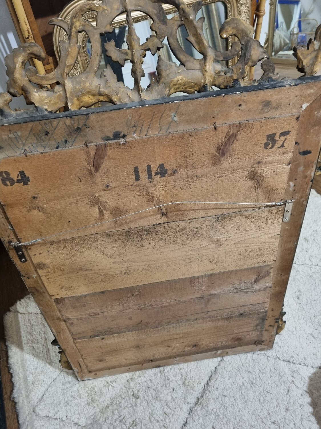 Old mirror Napoleon III black and gold