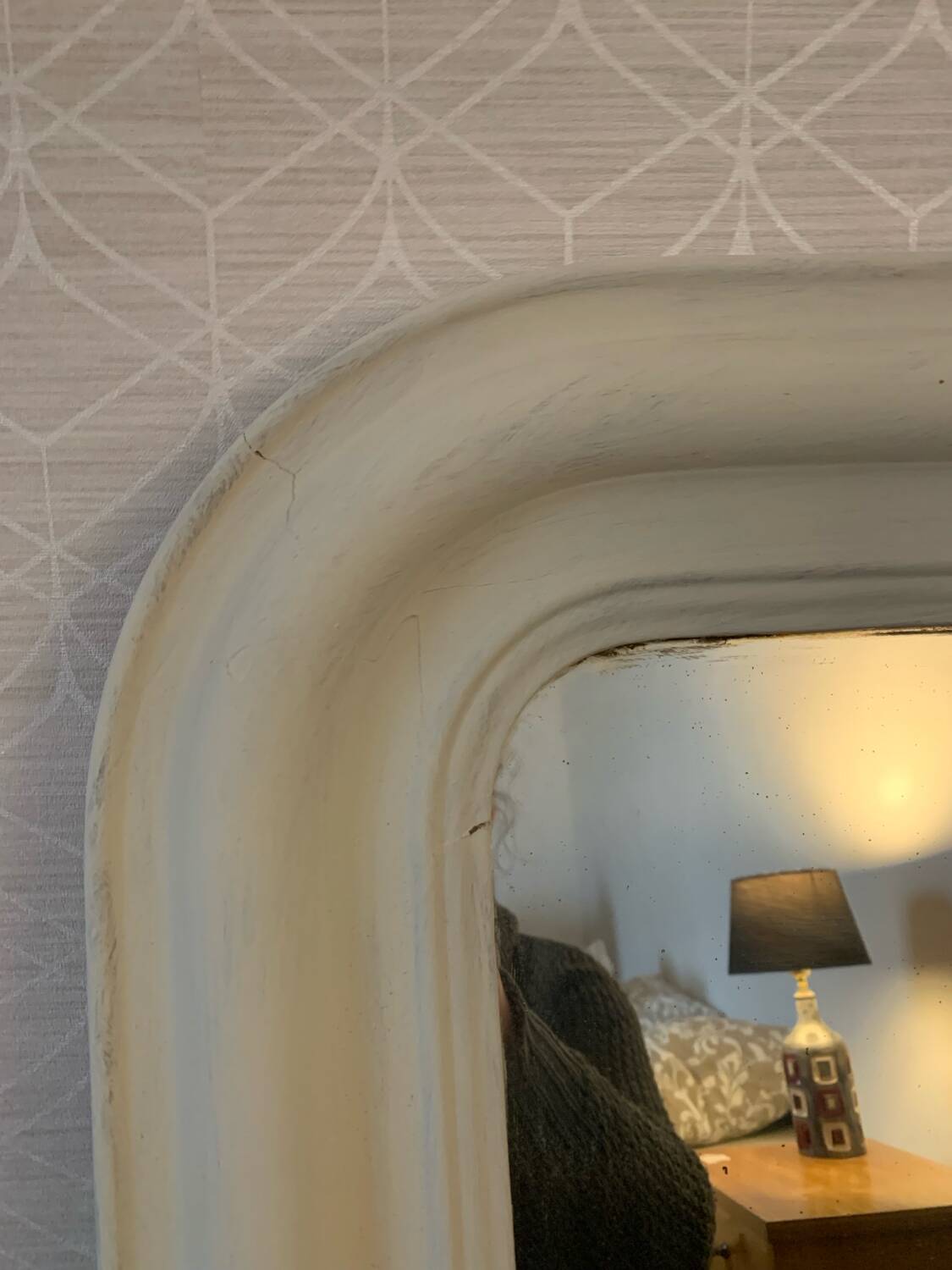Matte white Louis Philippe style mirror