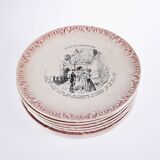 Set of 8 old talking plates - Digoin