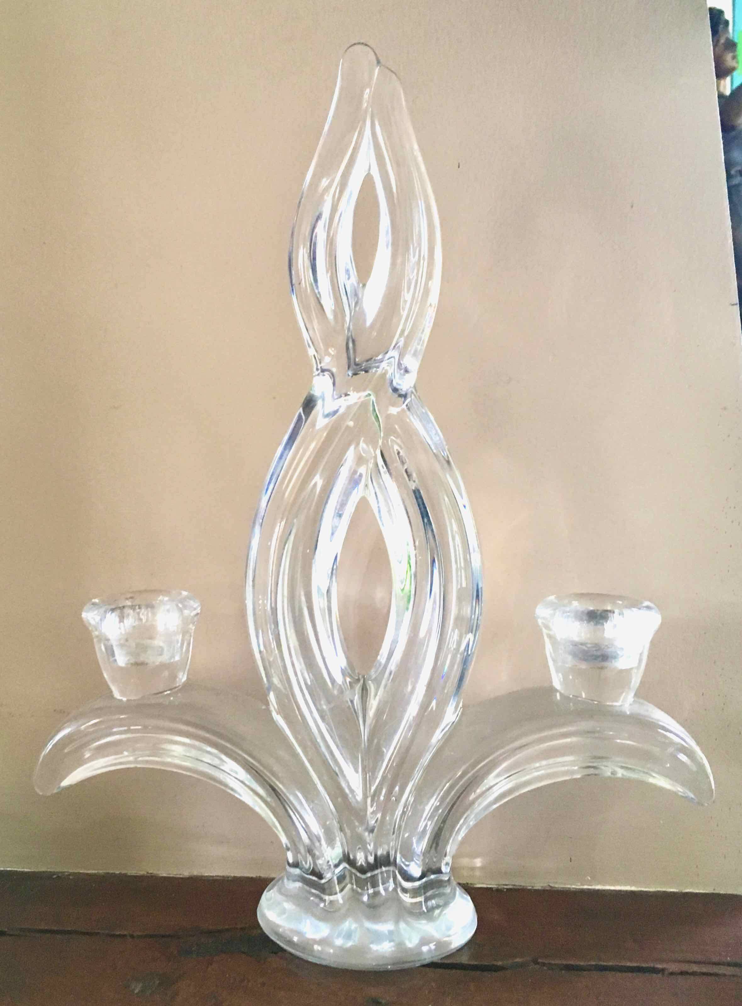 Glass torch candle holder 1950