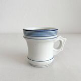 Tasse brulot ancienne en porcelaine liserés bleus 19eme siècle