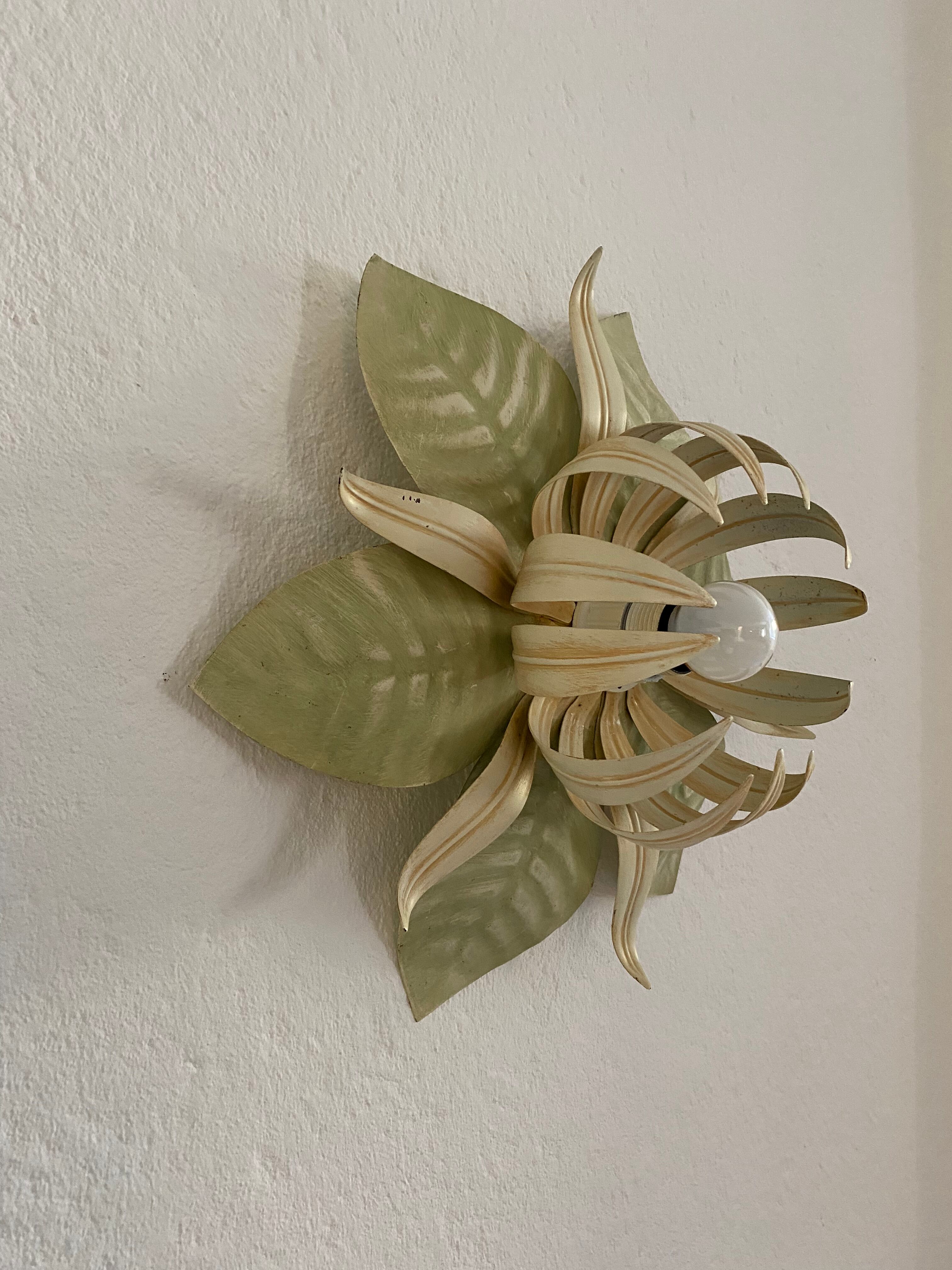 Pair of Italian vintage metal flower sconces