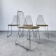 Set de 4 chaises design en cuir décoré à main et acier, années 1970