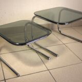Two glass and chrome nesting tables 1970