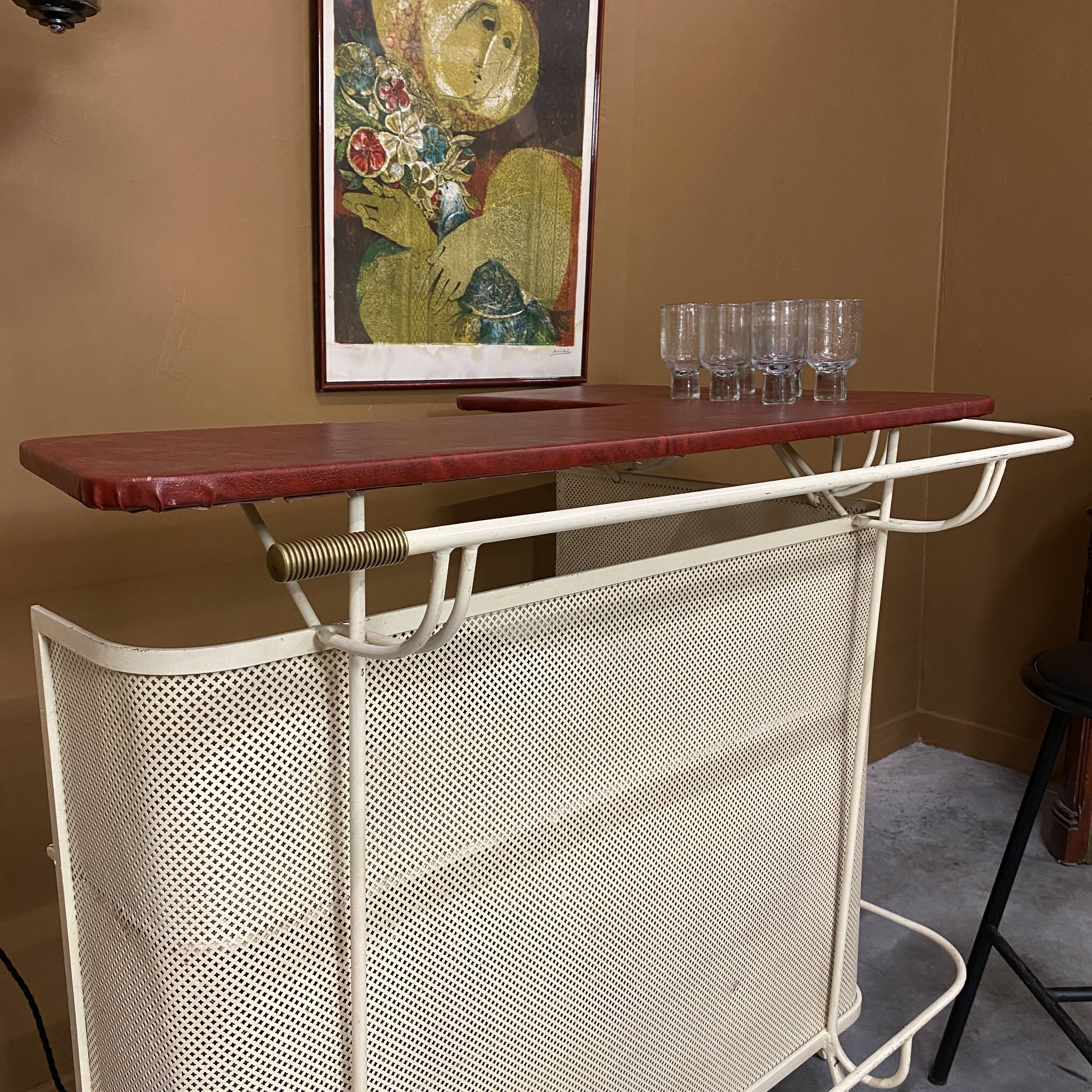 Vintage metal bar in the style of Mathieu Matégot