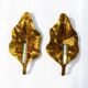 Grandes Paire D’appliques Feuilles En Verre Doré De Murano - Italie Vers 1980 H 67 cm