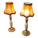 pair of green and brass onix lamps 1970, elec ok 35x14