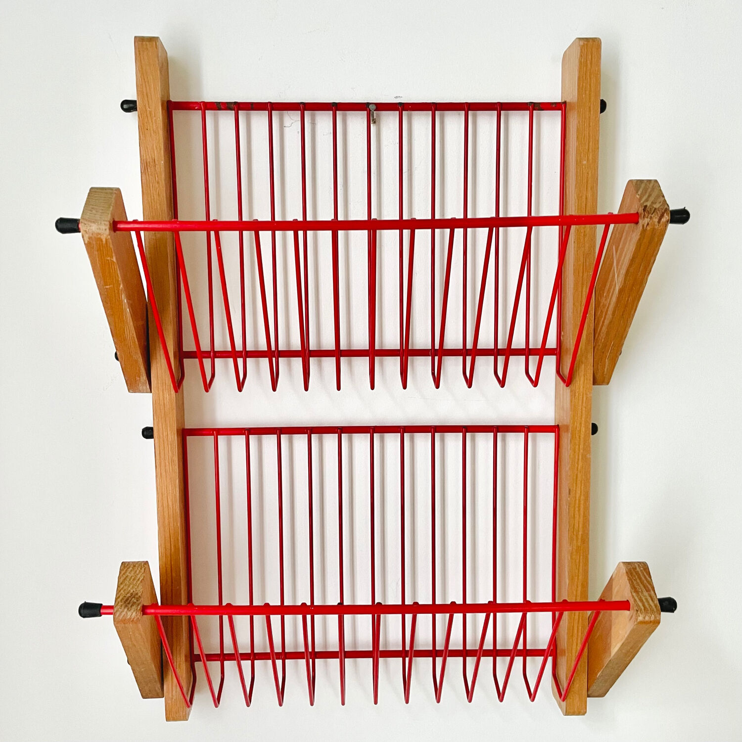 Wood and metal mail rack