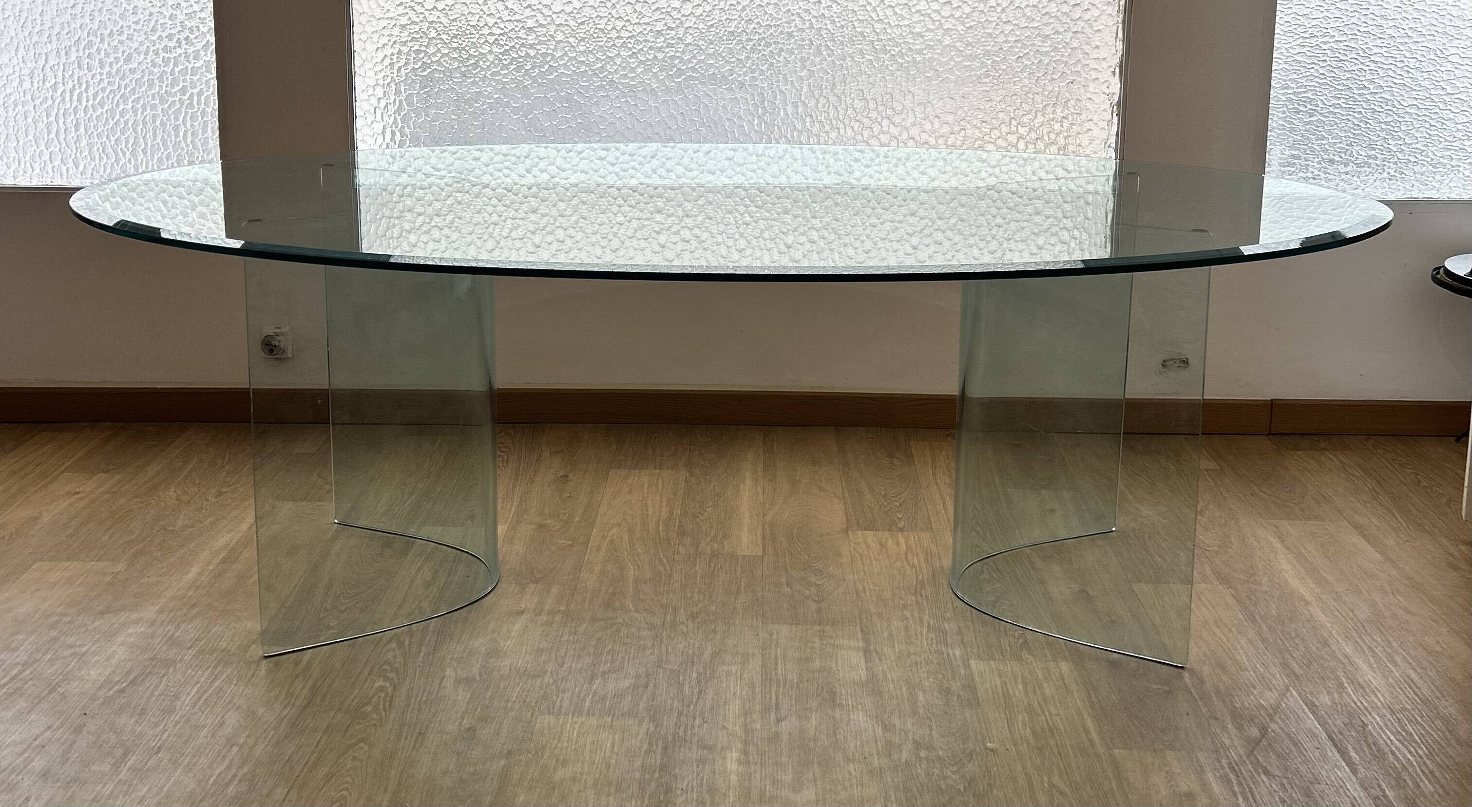 FIAM Italia, oval glass dining table