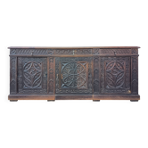 Large Gothic desk in solid oak from the 19th century.