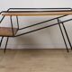 Vintage side coffee table in black lacquered metal and oak, 1950