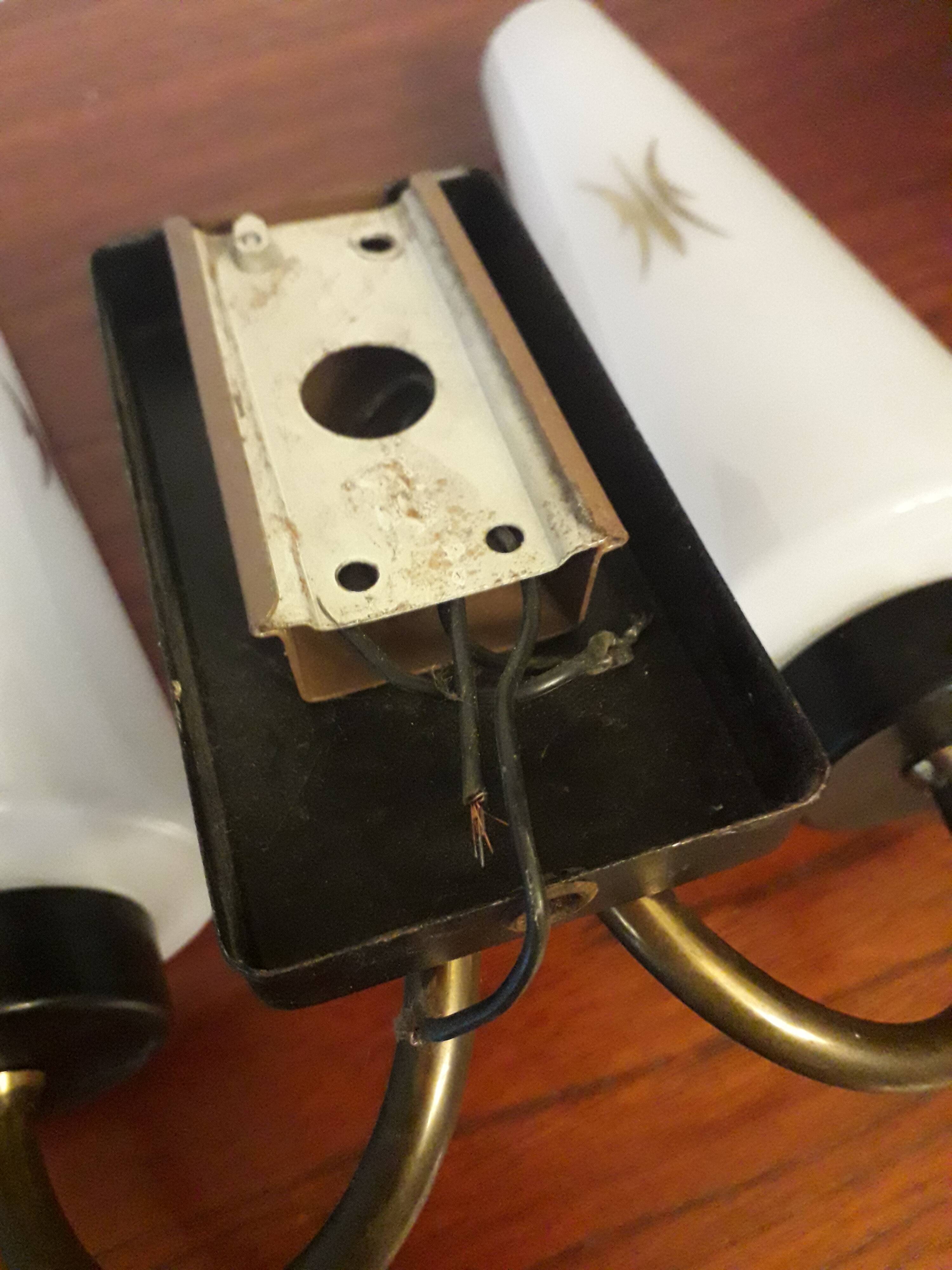 Wall sconce brass opaline, 1950s