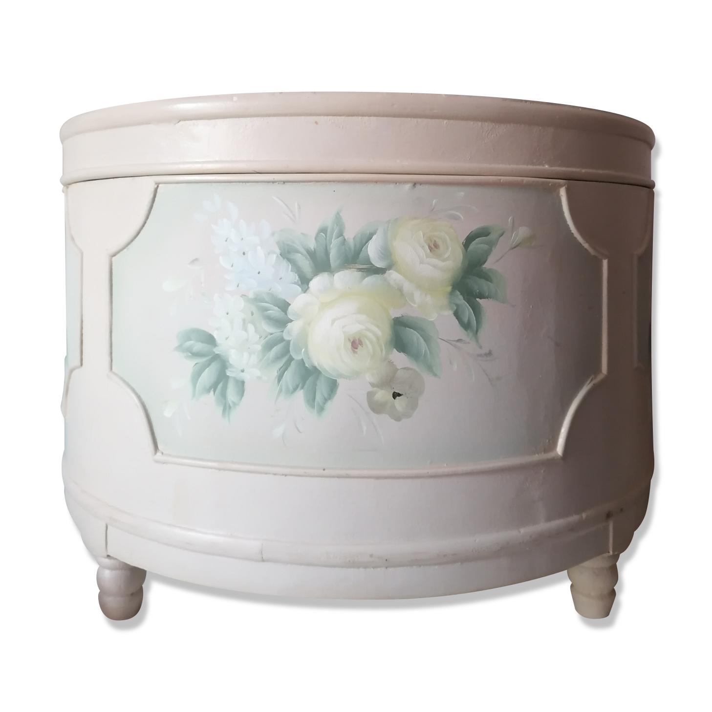 Half-moon box painted wood