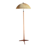 Scandinavian tripod reading lamp in teak and brass.