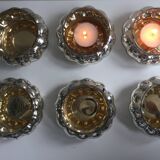 Set of 6 Mercurized Silver Glass Tealight Holders
