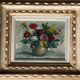 Tableau: oil on canvas - still life with a bouquet of dahlias