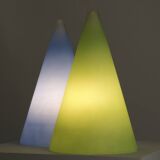 2 lampes SCE Teepee grand modèle Habitat en verre dépoli bleu et vert