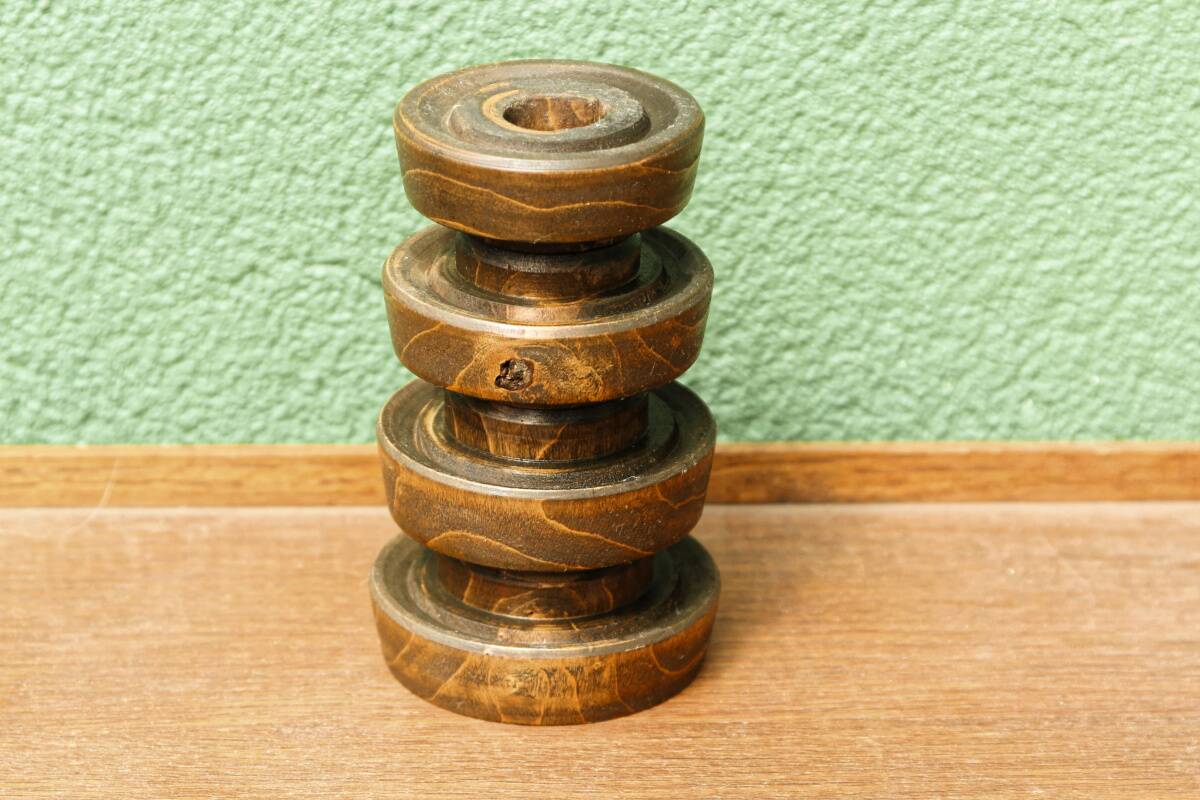 Art deco candle holder in turned wood