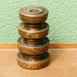 Art deco candle holder in turned wood
