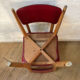 Lot of 4 vintage chairs in red skai